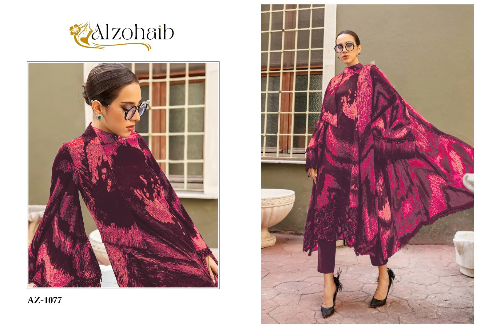 Az-1077 Al Zohaib Embroidery Pakistani Patch Suits