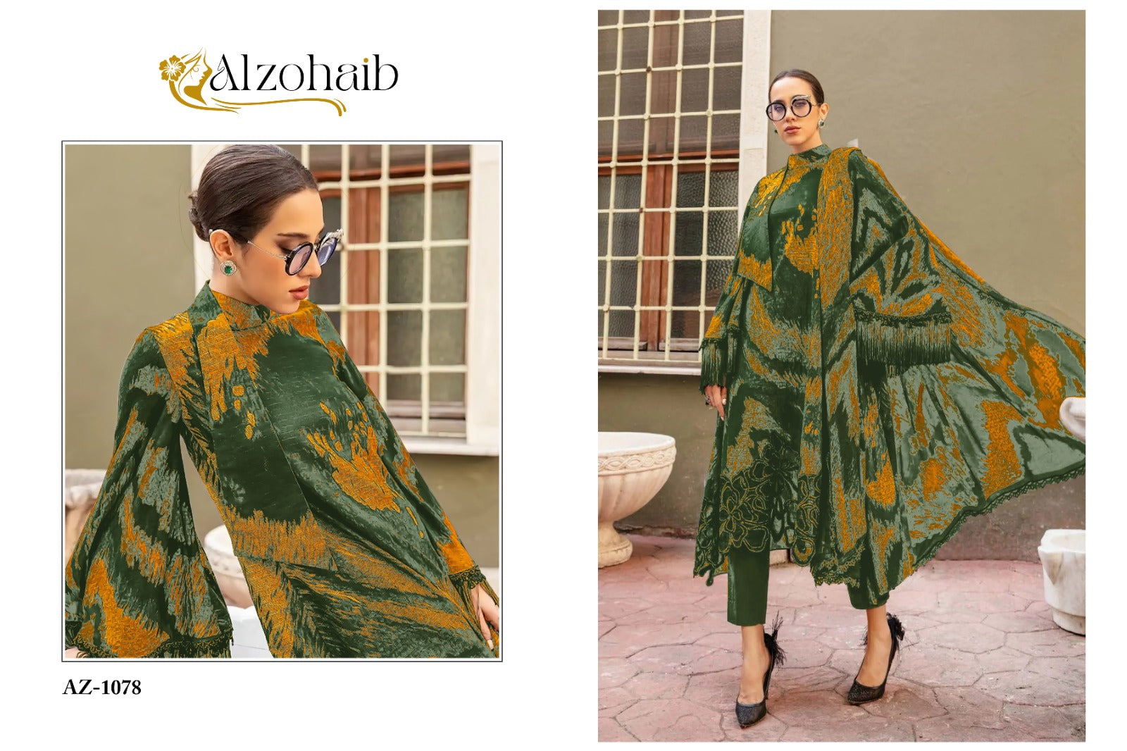 Az-1078 Al Zohaib Embroidery Pakistani Patch Suits