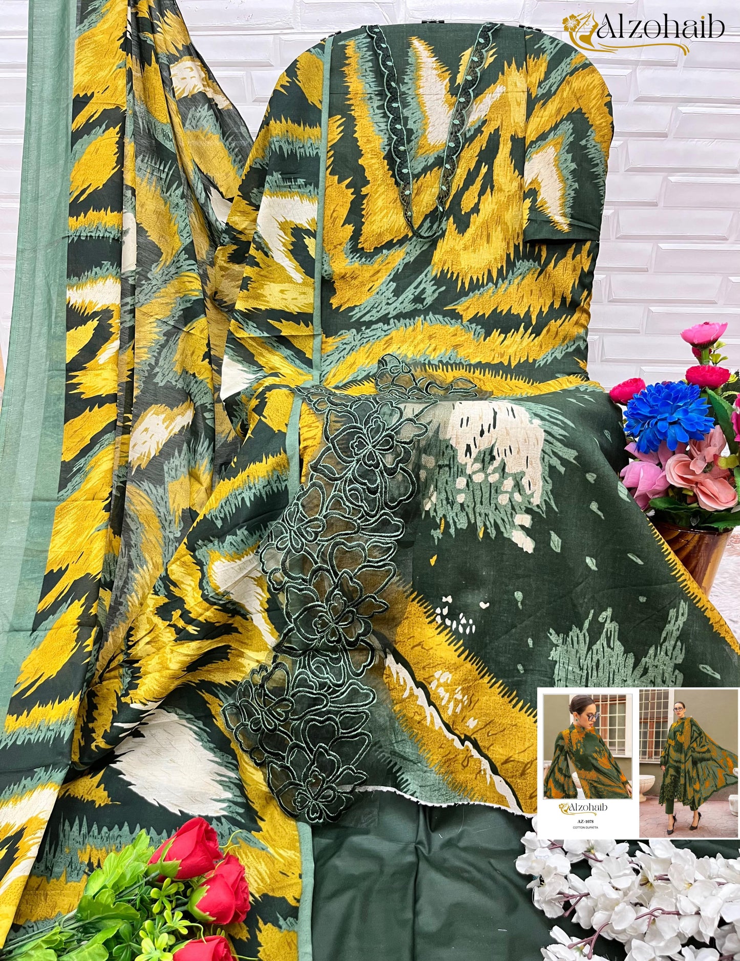 Az-1078 Al Zohaib Embroidery Pakistani Patch Suits