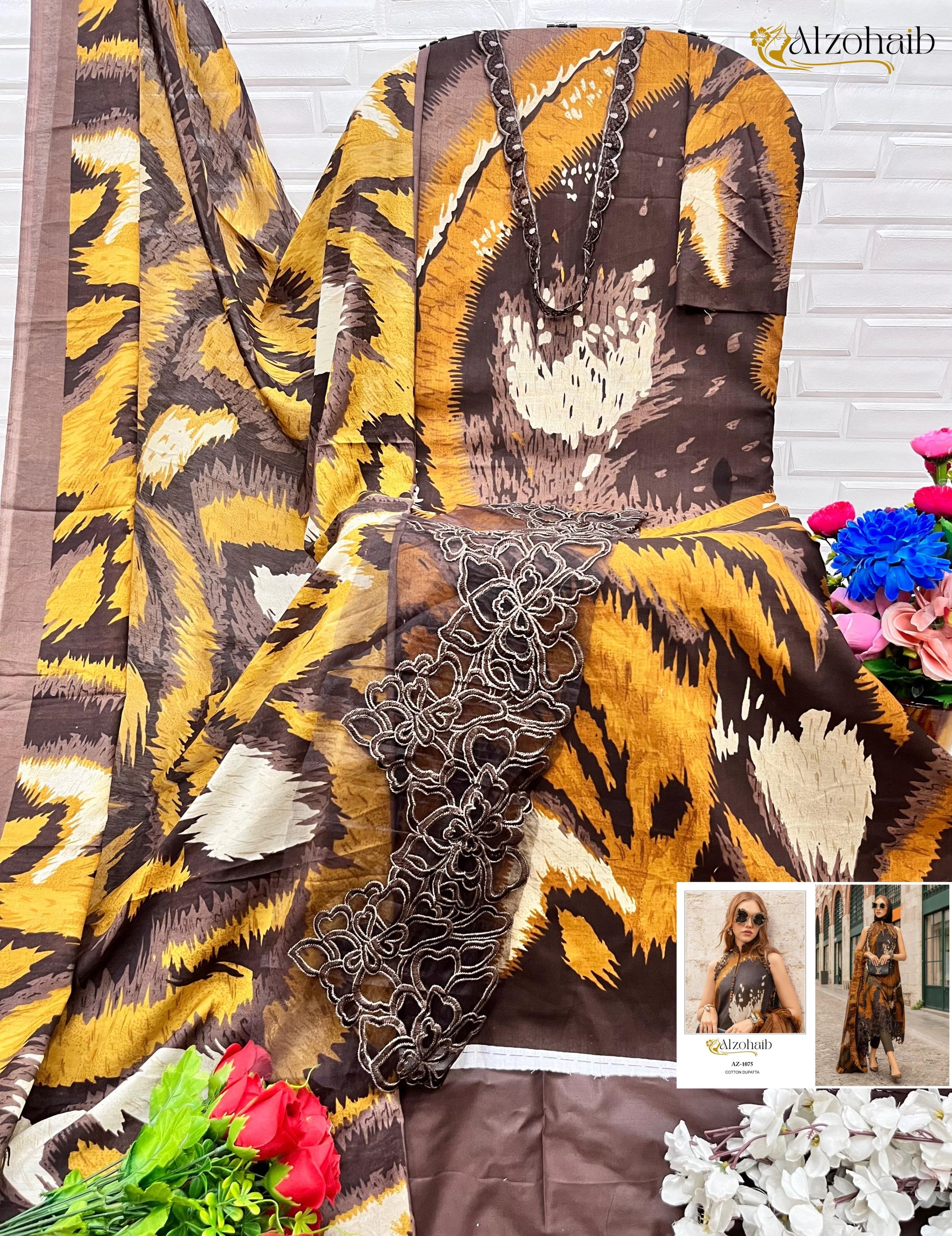 Az-1079 Al Zohaib Embroidery Pakistani Patch Suits