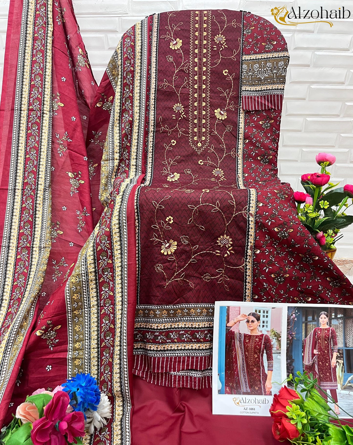 Az-1081 Al Zohaib Cotton Pakistani Salwar Suits