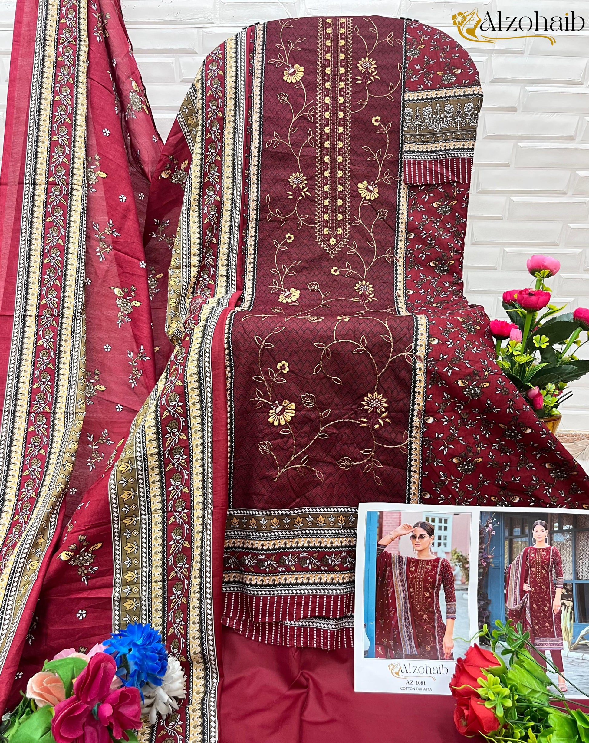 Az-1081 Al Zohaib Cotton Pakistani Salwar Suits