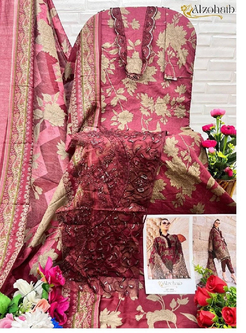 Az-1084 Al Zohaib Cotton Pakistani Patch Suits