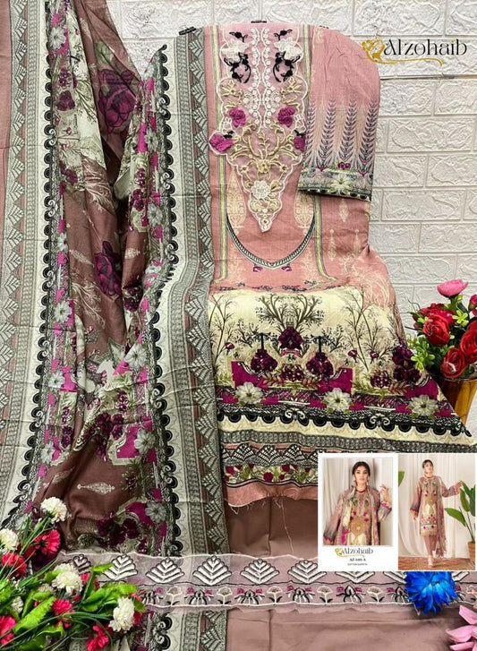 Az-1101-A Al Zohaib Printed Pakistani Patch Suits