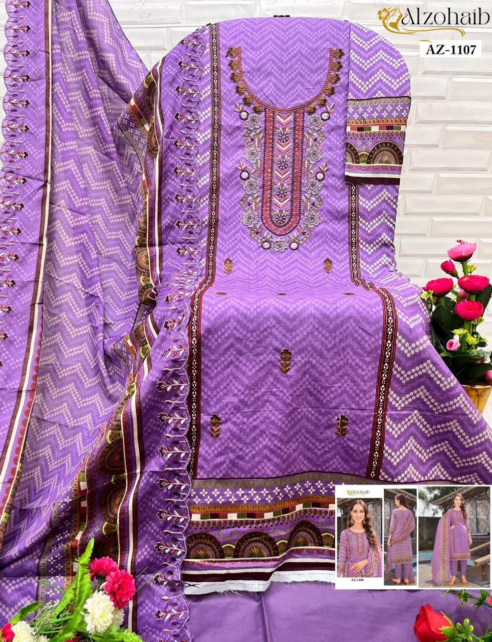 Az-1107 Al Zohaib Emboridery Pakistani Salwar Suits