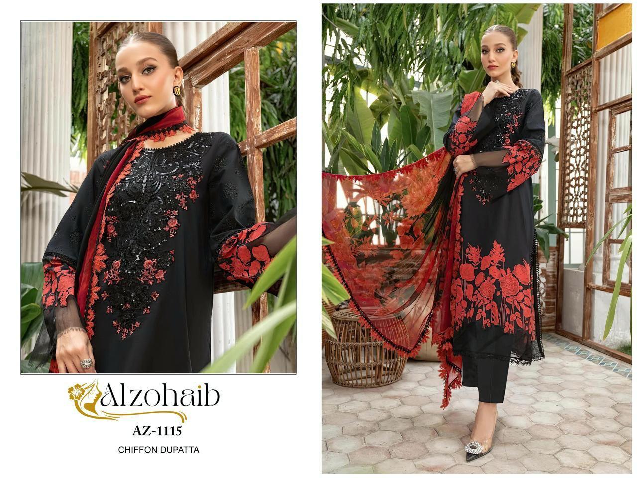 Az-1115 Al Zohaib Printed Pakistani Patch Suits