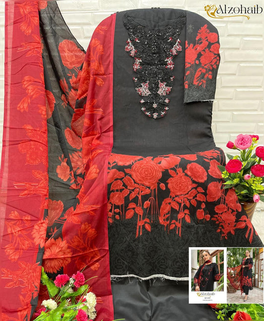 Az-1115 Al Zohaib Printed Pakistani Patch Suits