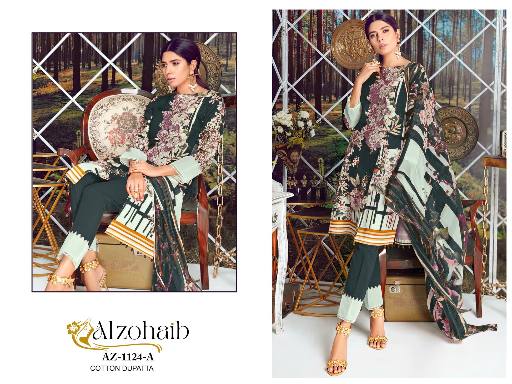 Az-1124A Al Zohaib Patch Pakistani Salwar Suits