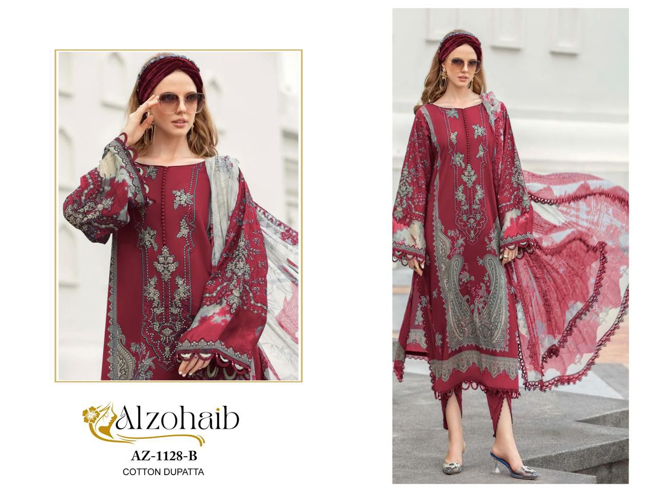 Az-1128-B Al Zohaib Embroidery Pakistani Patch Suits