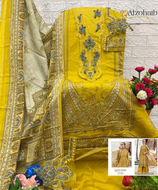Az-1128-C Al Zohaib Embroidery Pakistani Patch Suits