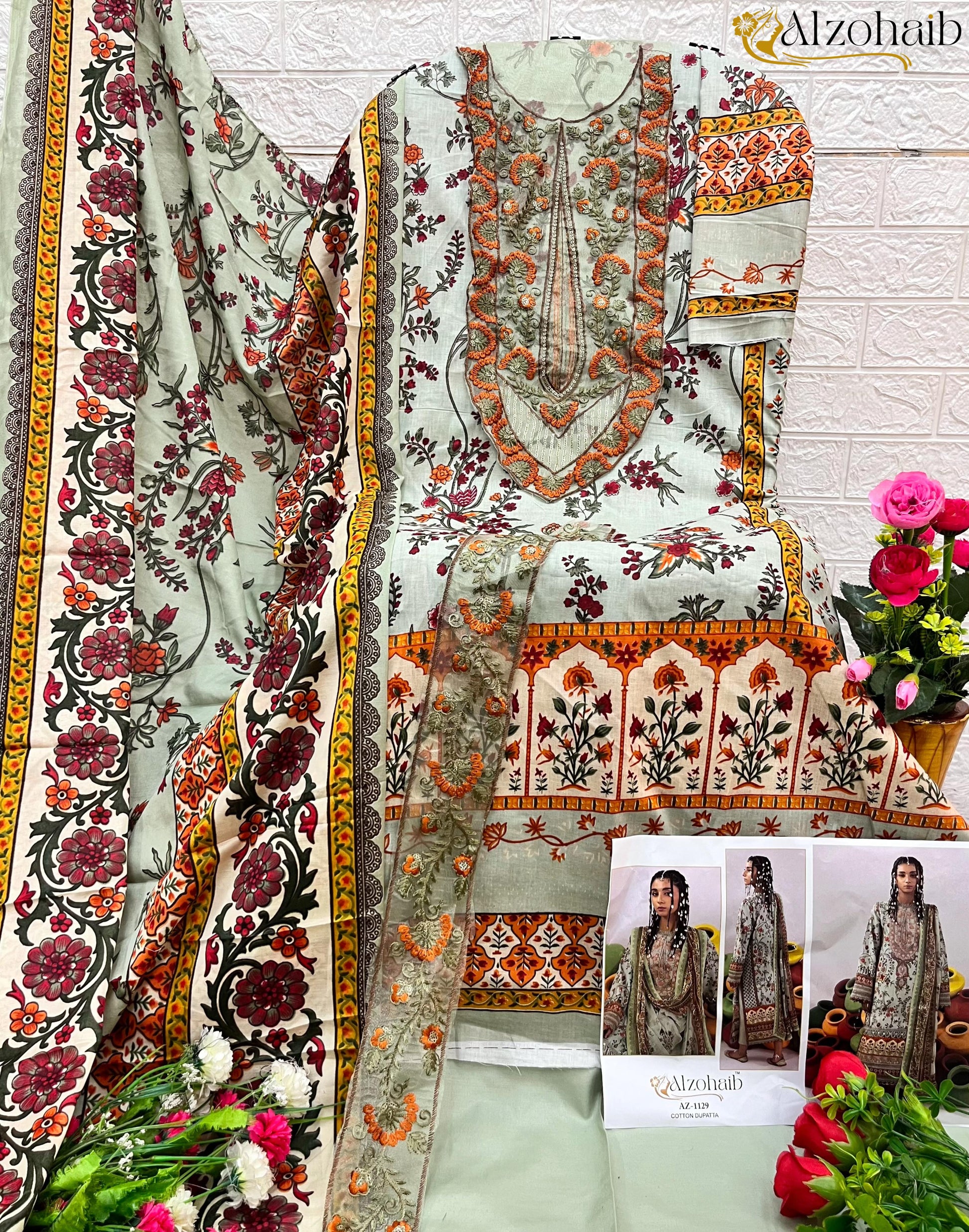 Az-1129 Al Zohaib Print Pakistani Salwar Suits
