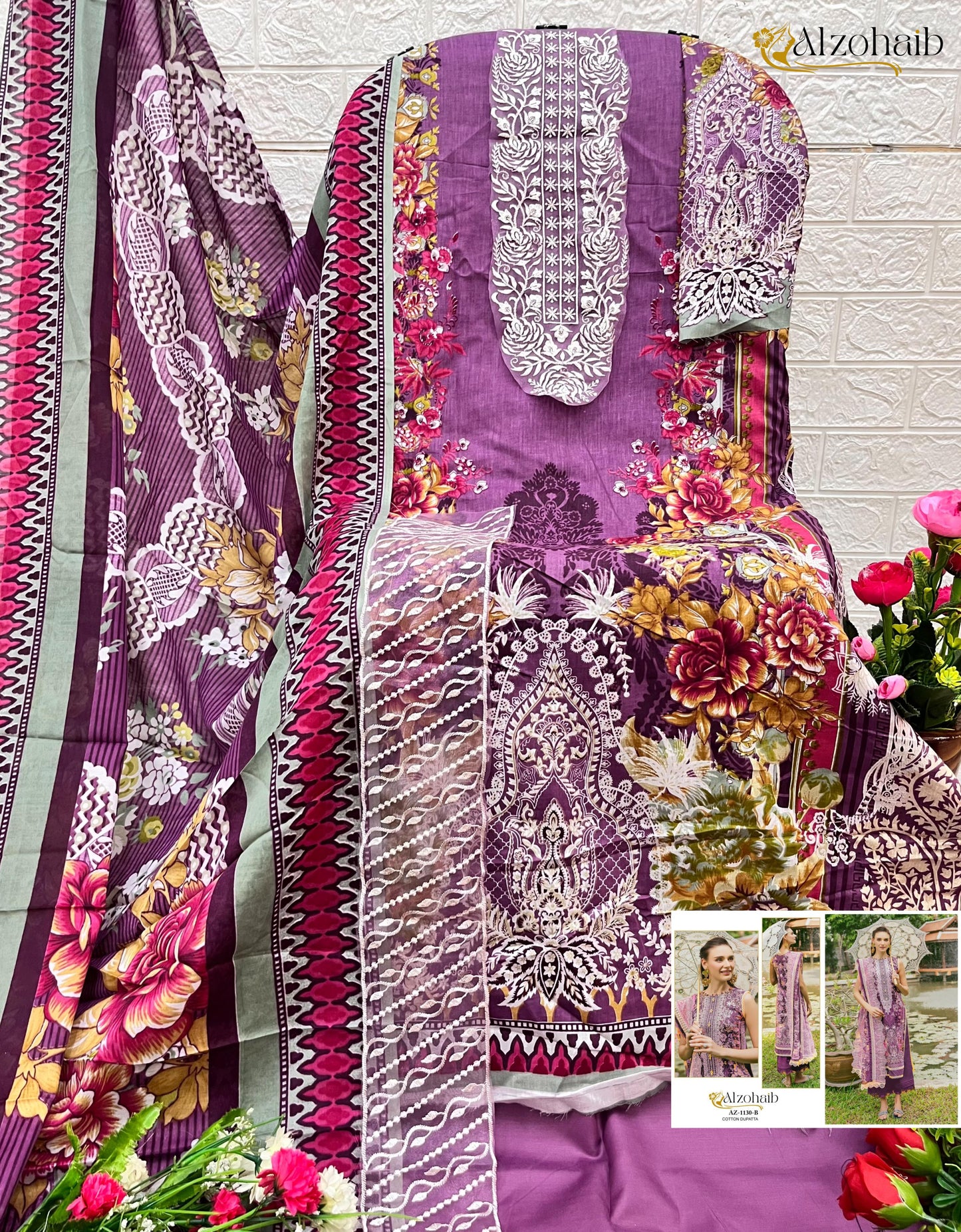 Az-1130B Al Zohaib Print Pakistani Salwar Suits