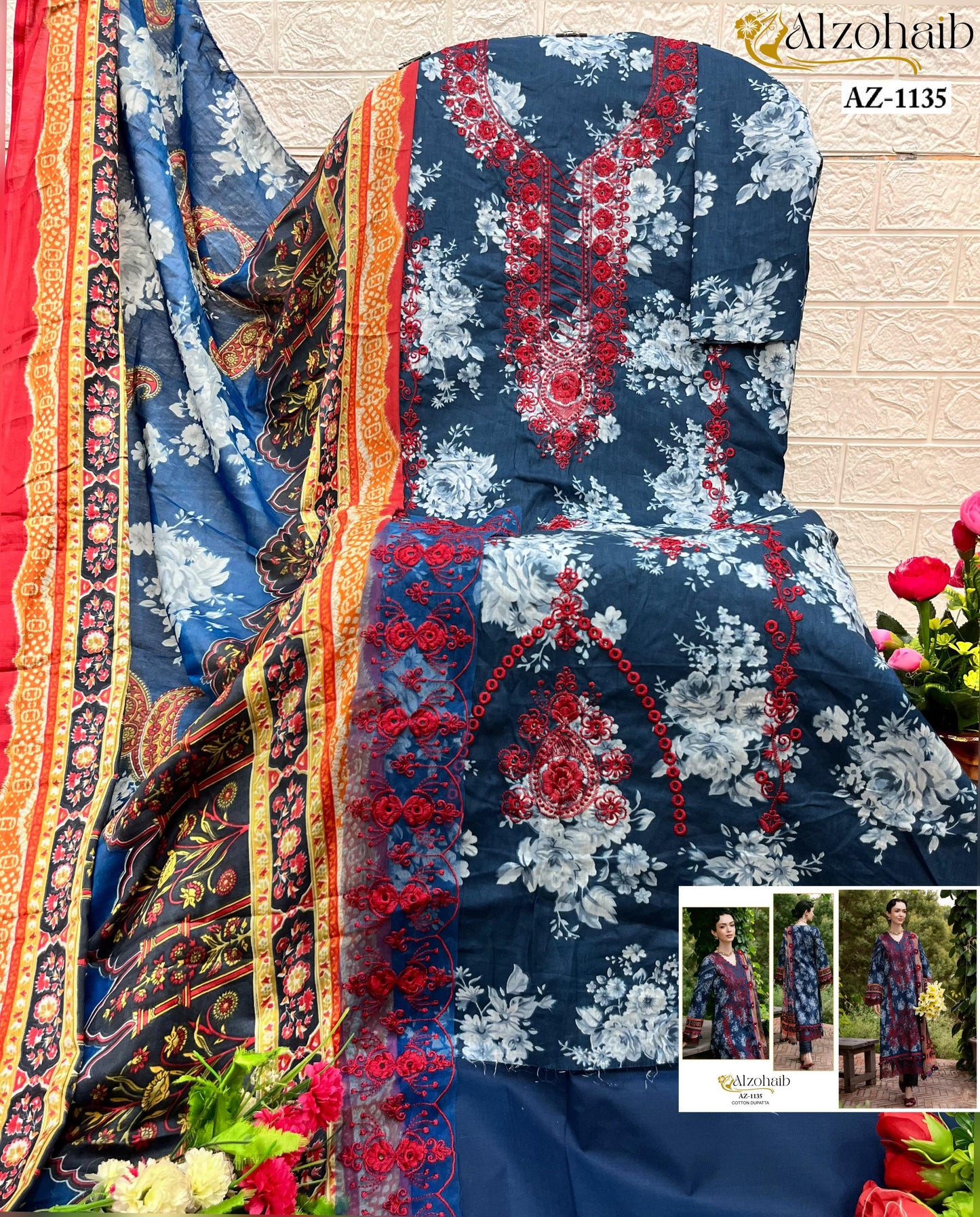 Az-1135 Al Zohaib Print Pakistani Salwar Suits