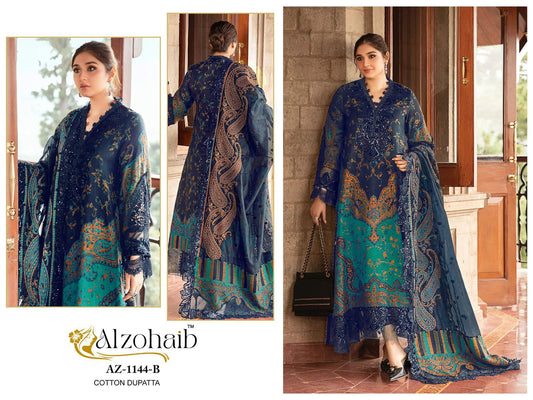 Az-1144 B Al Zohaib Printed Pakistani Patch Suits
