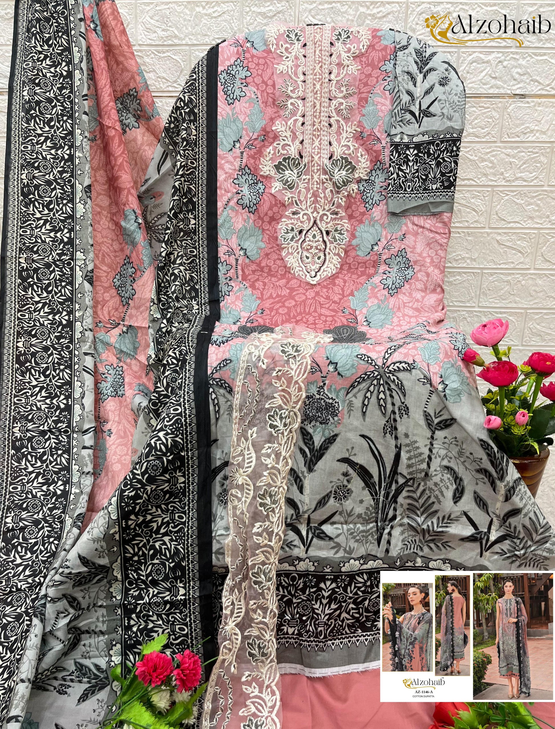 Az-1146A Al Zohaib Patch Work Pakistani Salwar Suits