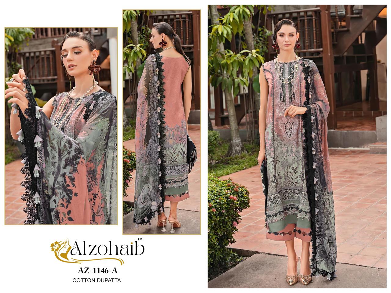 Az-1146A Al Zohaib Patch Work Pakistani Salwar Suits