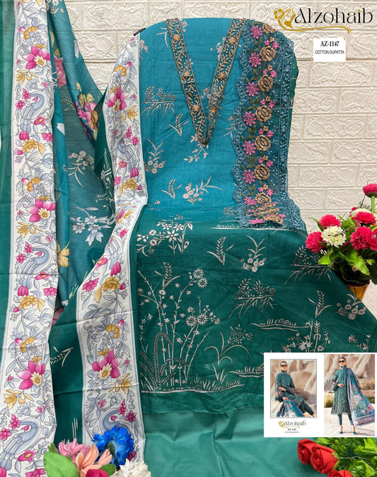 Az-1147 Al Zohaib Pure Cotton Pakistani Salwar Suits