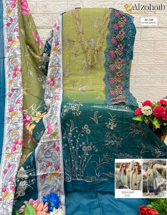 Az-1149 Al Zohaib Pure Cotton Pakistani Salwar Suits
