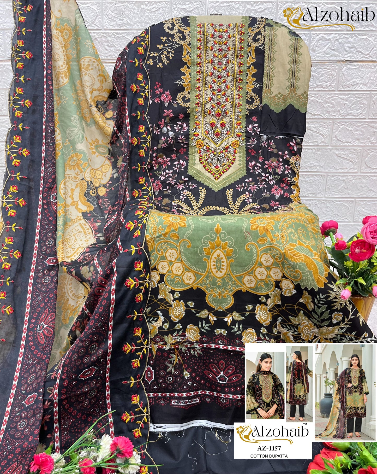 Az-1157 Al Zohaib Printed Karachi Unstitched Suits