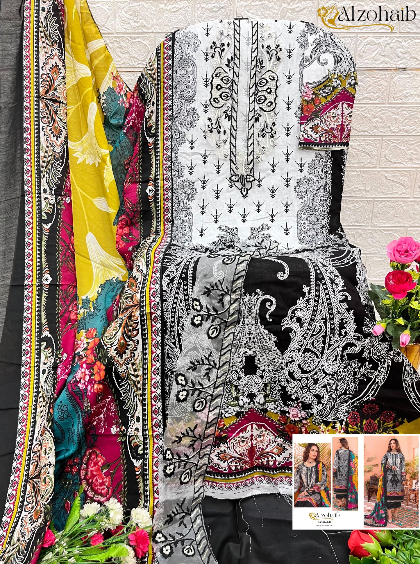 Az-1163 Al Zohaib Printed Pakistani Patch Suits
