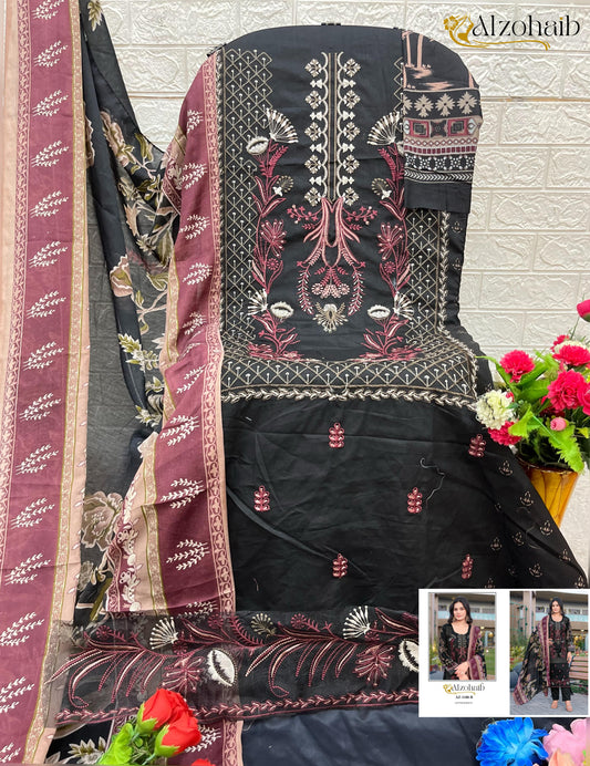 Az-1180-B Al Zohaib Printed Pakistani Patch Suits
