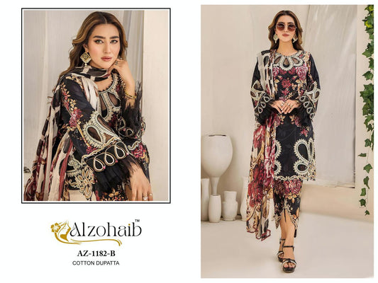 Az-1182-B Sakina Vol 2 Al Zohaib Printed Pakistani Patch Suits