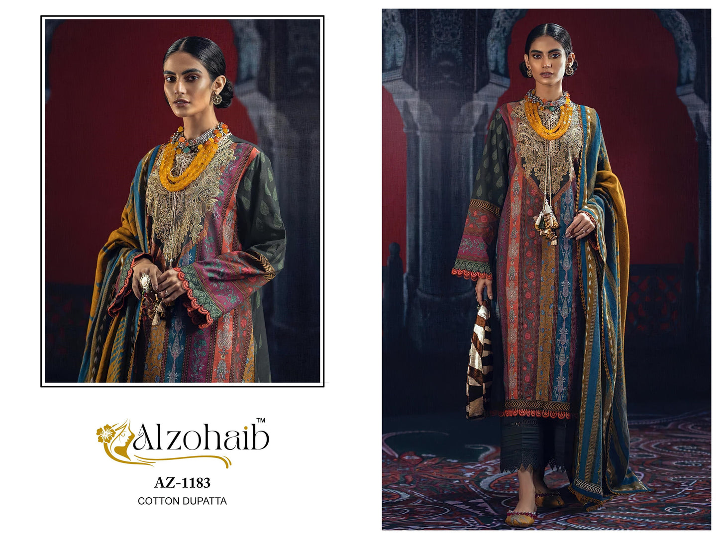 Az-1183 Al Zohaib Pure Cotton Pakistani Salwar Suits