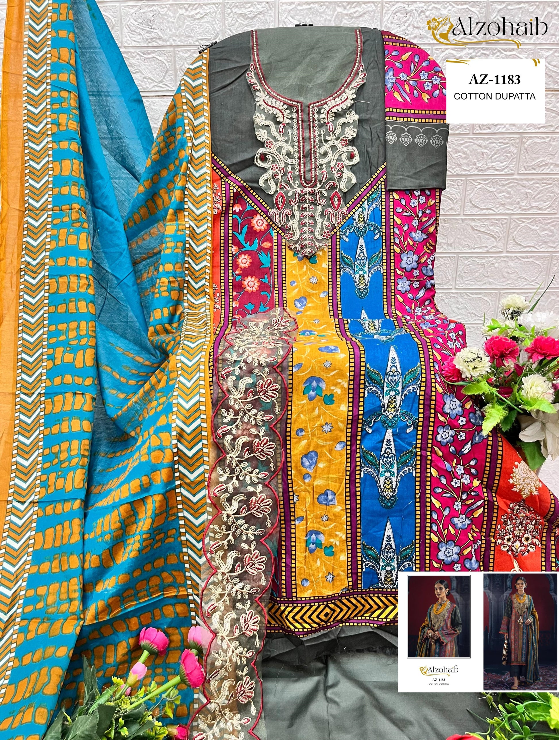 Az-1183 Al Zohaib Pure Cotton Pakistani Salwar Suits