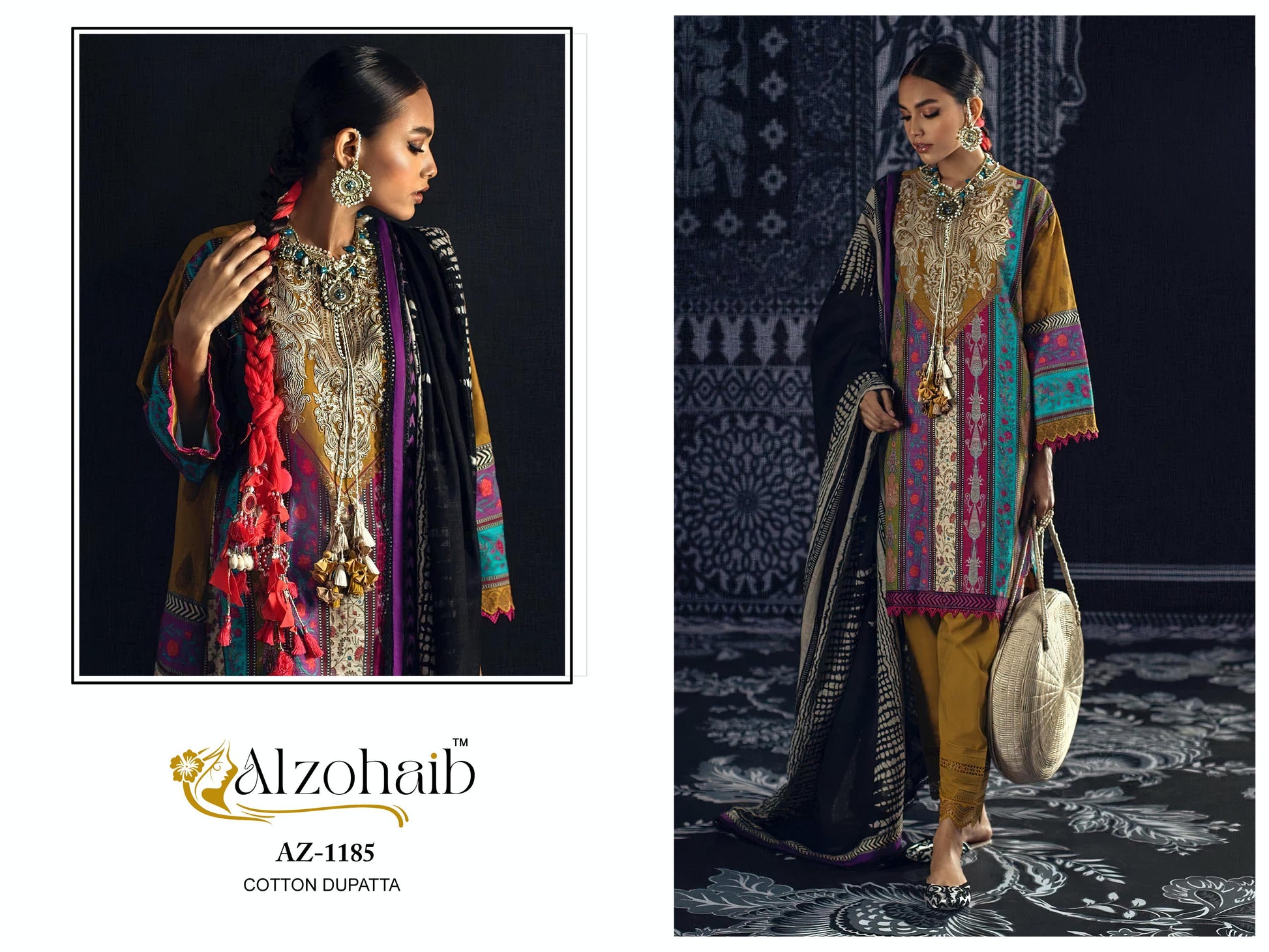 Az-1185 Al Zohaib Pure Cotton Pakistani Salwar Suits
