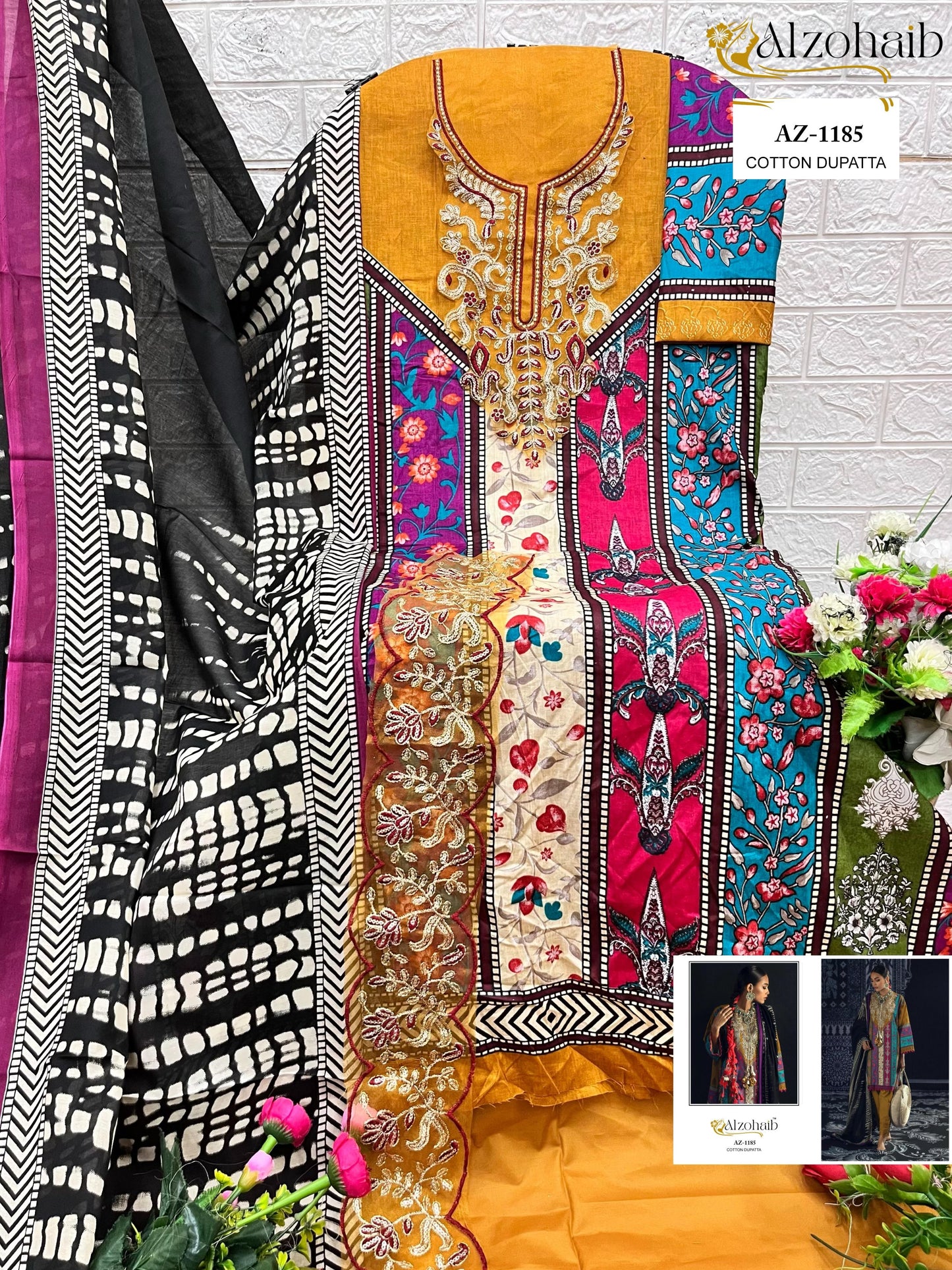 Az-1185 Al Zohaib Pure Cotton Pakistani Salwar Suits