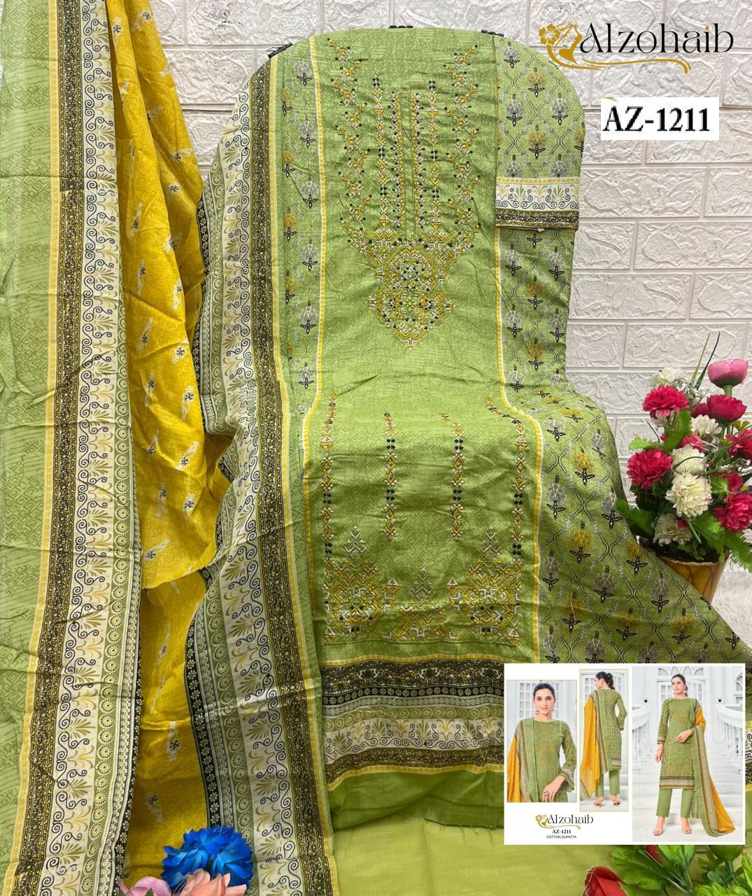 Az-1211 Noor Vol 2 Al Zohaib Printed Karachi Unstitched Suits