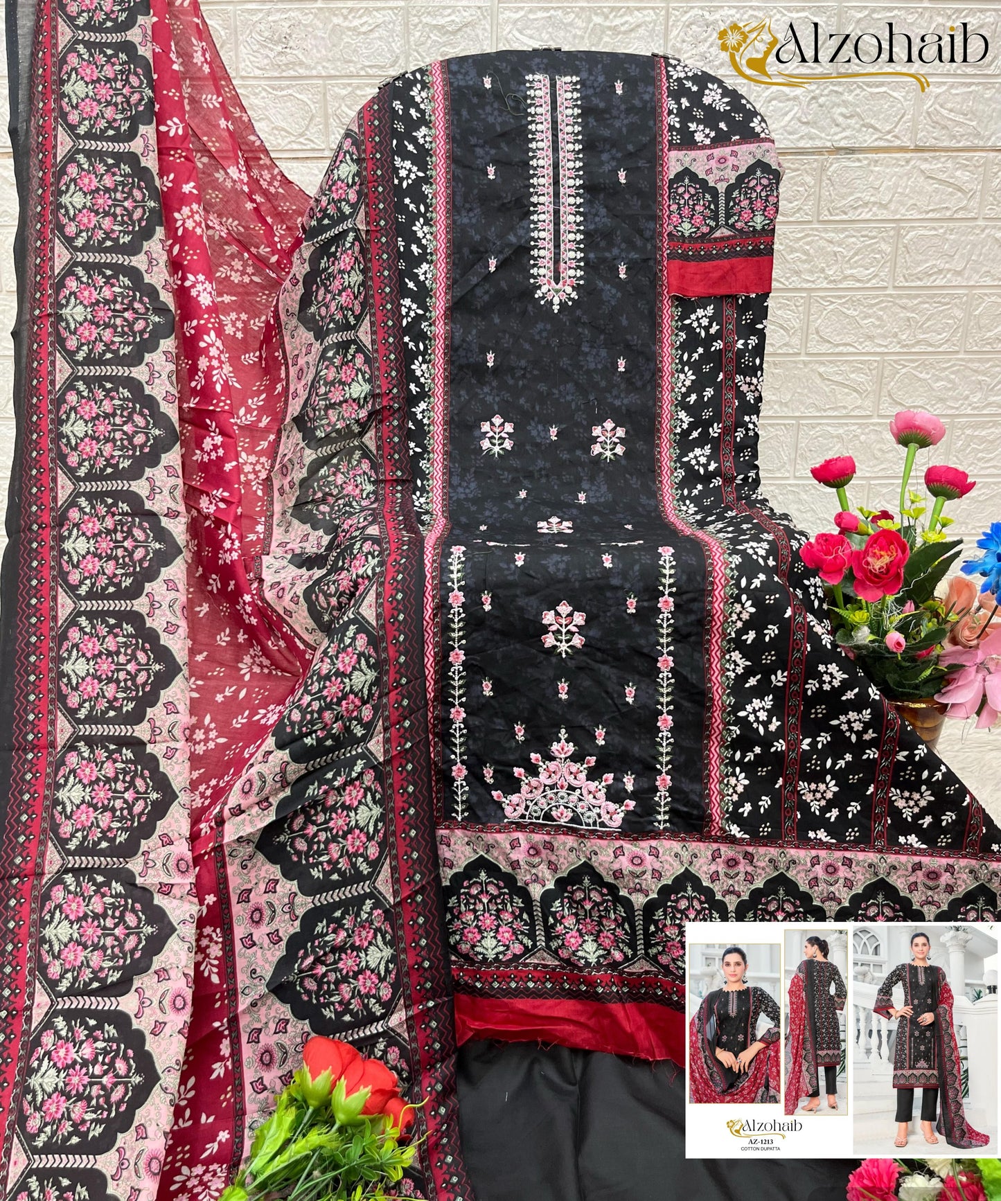 Az-1213 Noor Vol 1 Al Zohaib Pure Cotton Pakistani Salwar Suits