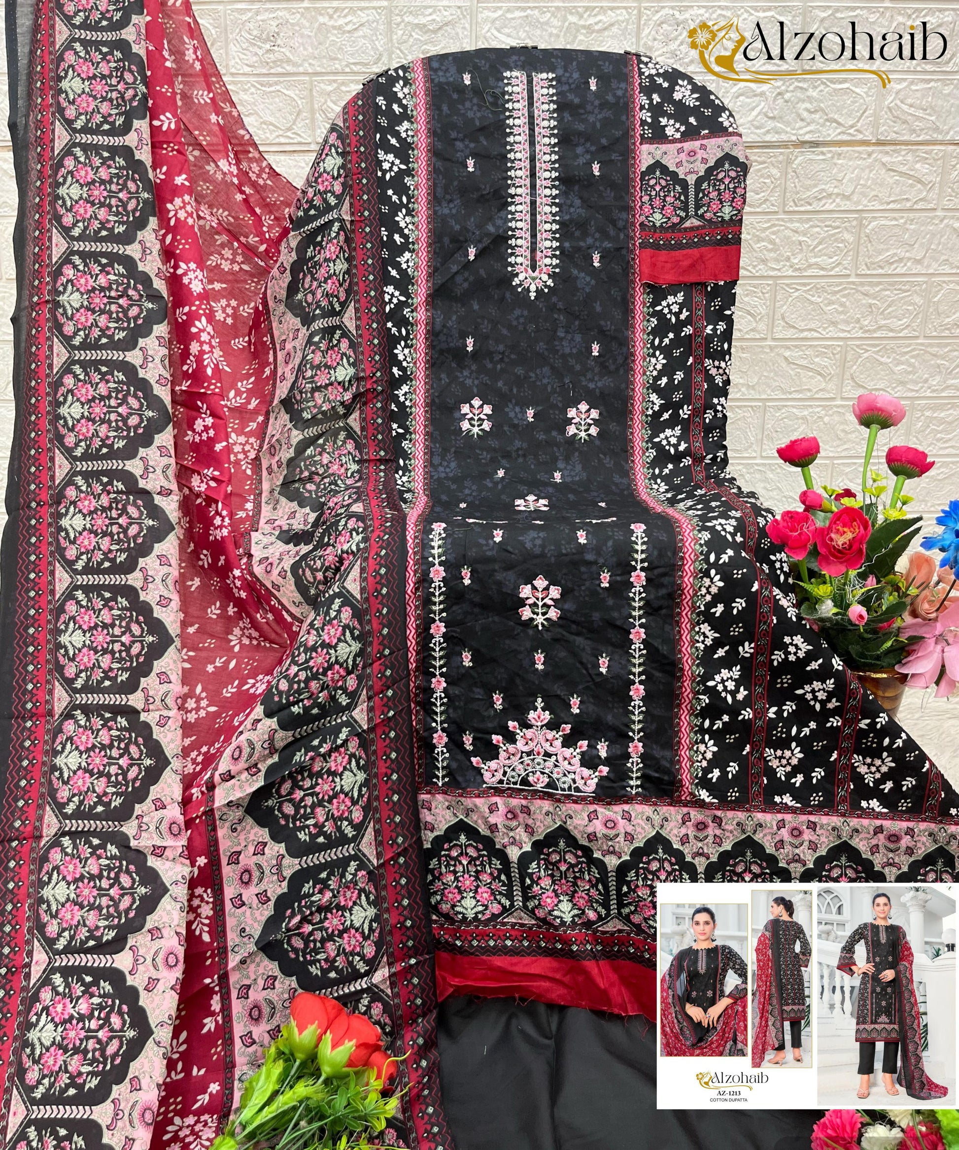 Az-1213 Noor Vol 1 Al Zohaib Pure Cotton Pakistani Salwar Suits