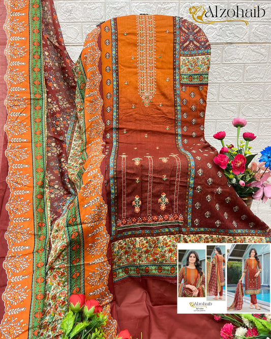 Az-1214 Noor Vol 1 Al Zohaib Pure Cotton Pakistani Salwar Suits