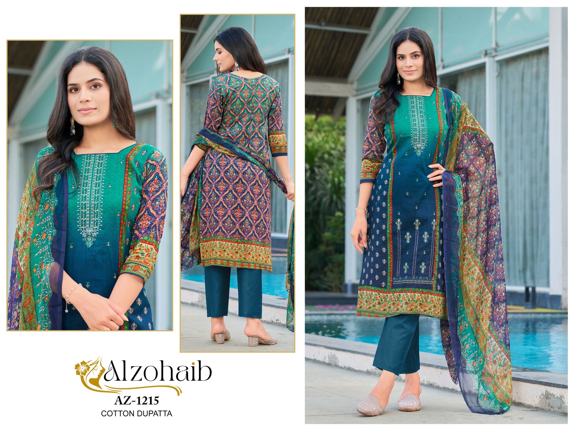 Az-1215 Noor Vol 1 Al Zohaib Pure Cotton Pakistani Salwar Suits