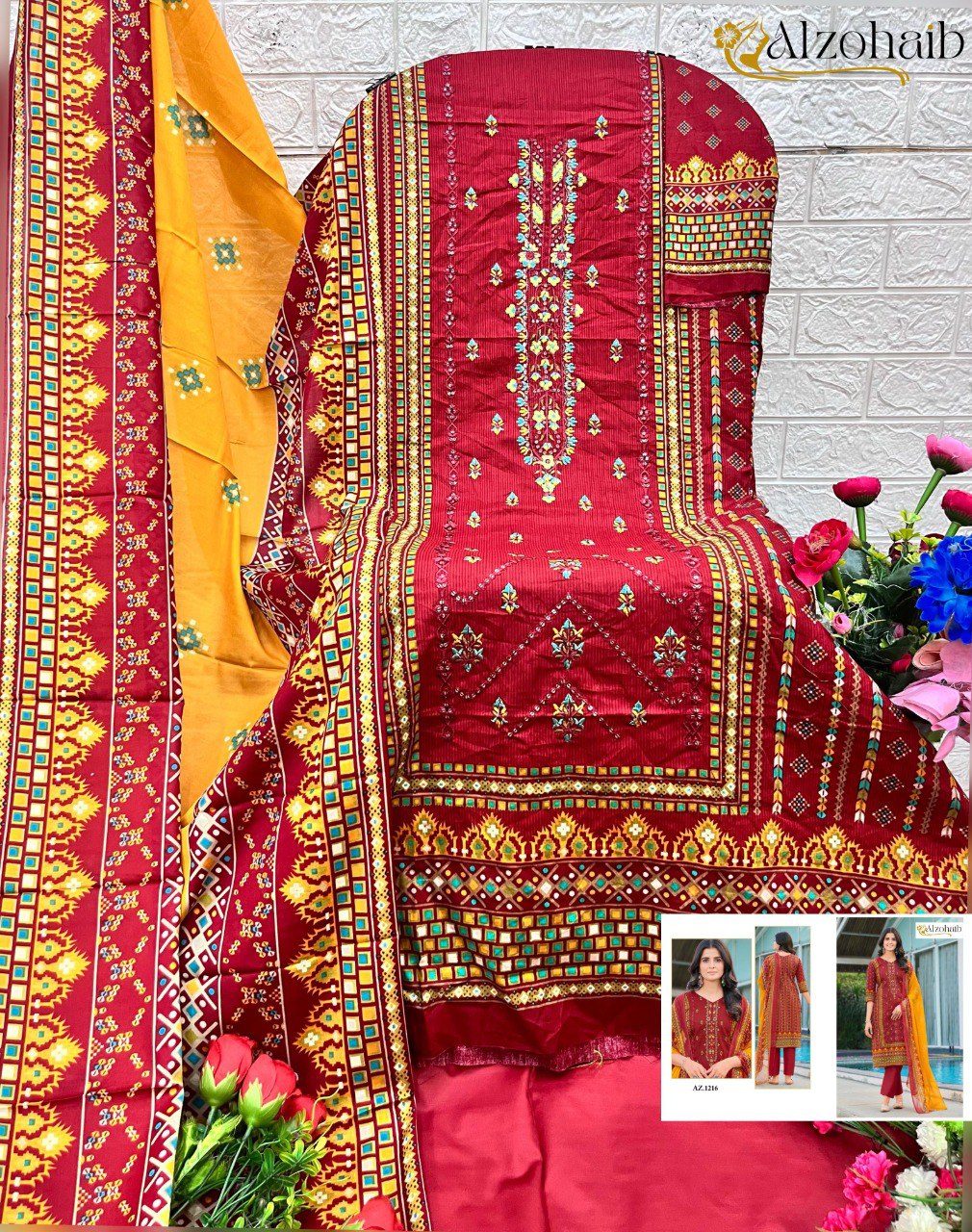 Az-1216 Sapphire Al Zohaib Pure Cotton Pakistani Salwar Suits