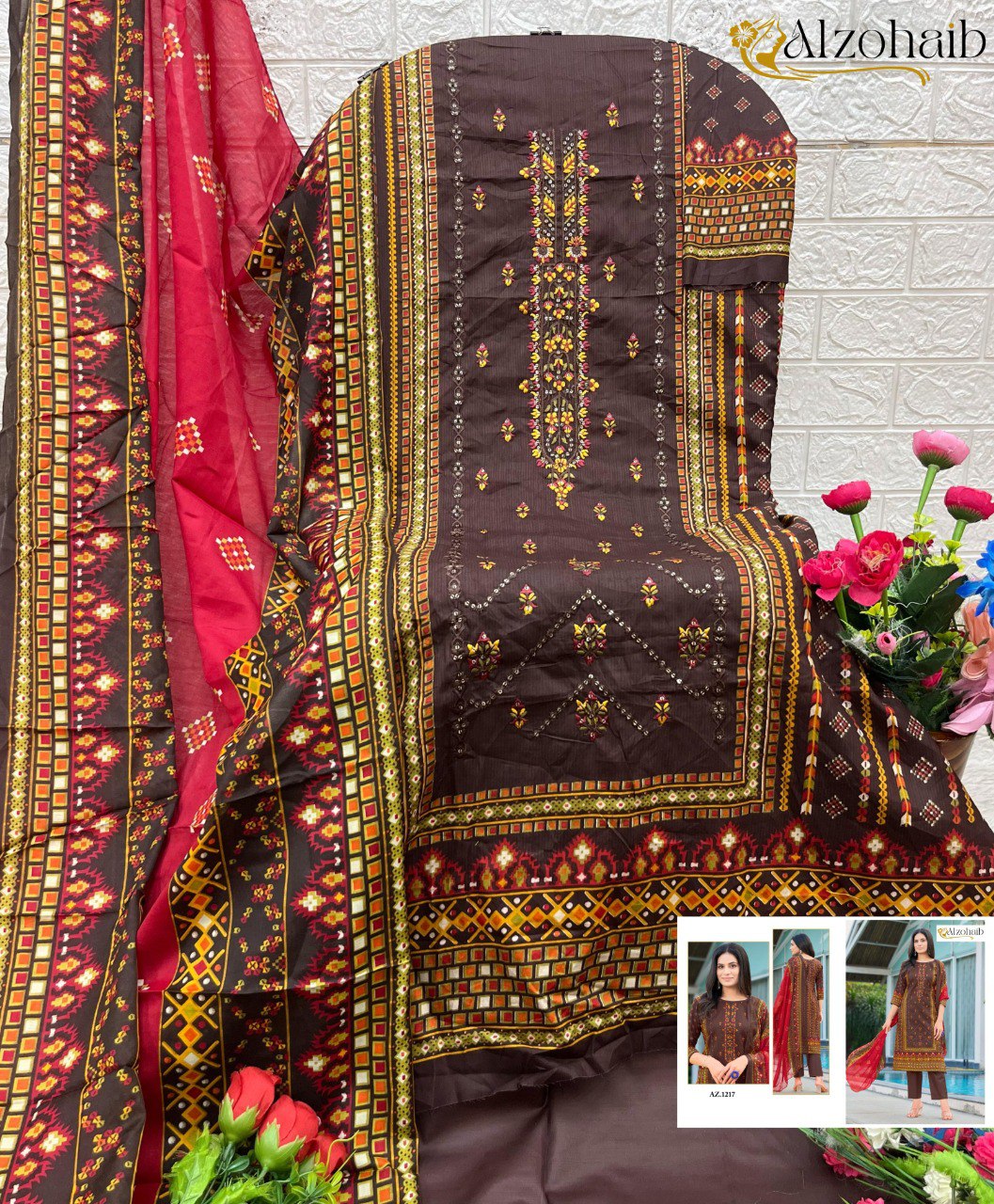 Az-1217 Sapphire Al Zohaib Pure Cotton Pakistani Salwar Suits