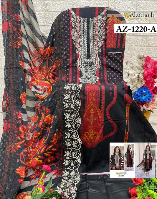 Az-1220-A Rubina Vol 1 Al Zohaib Printed Karachi Unstitched Suits