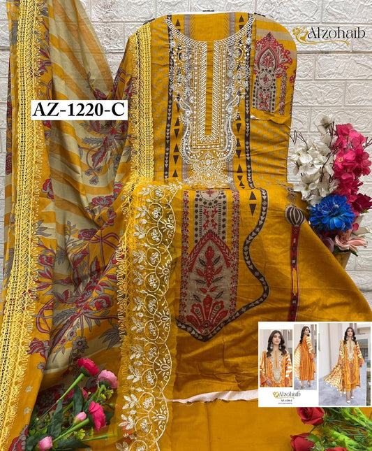 Az-1220-C Rubina Vol 1 Al Zohaib Printed Karachi Unstitched Suits