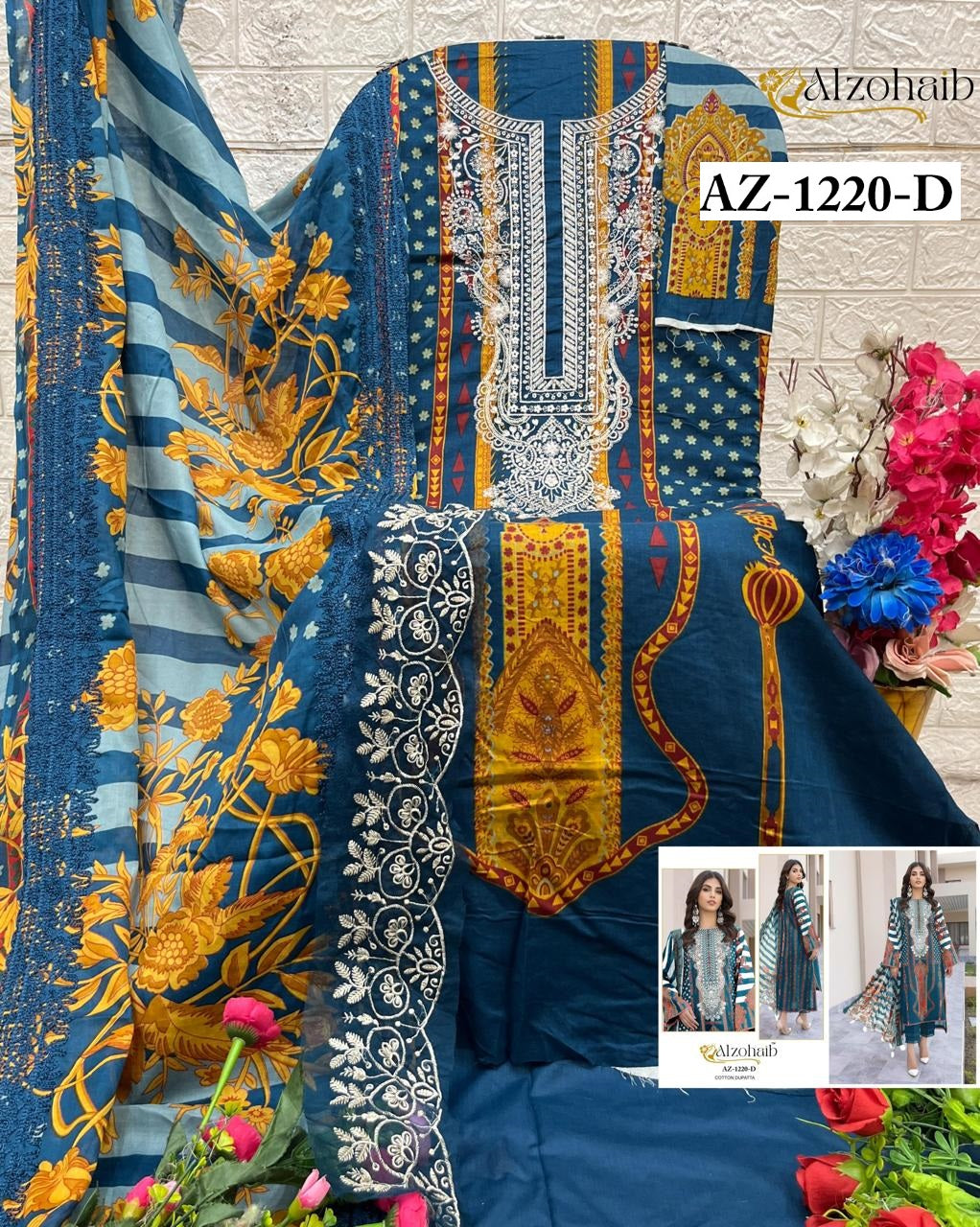 Az-1220-D Rubina Vol 1 Al Zohaib Printed Karachi Unstitched Suits