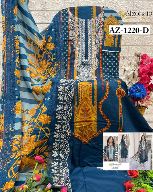 Az-1220-D Rubina Vol 1 Al Zohaib Printed Karachi Unstitched Suits