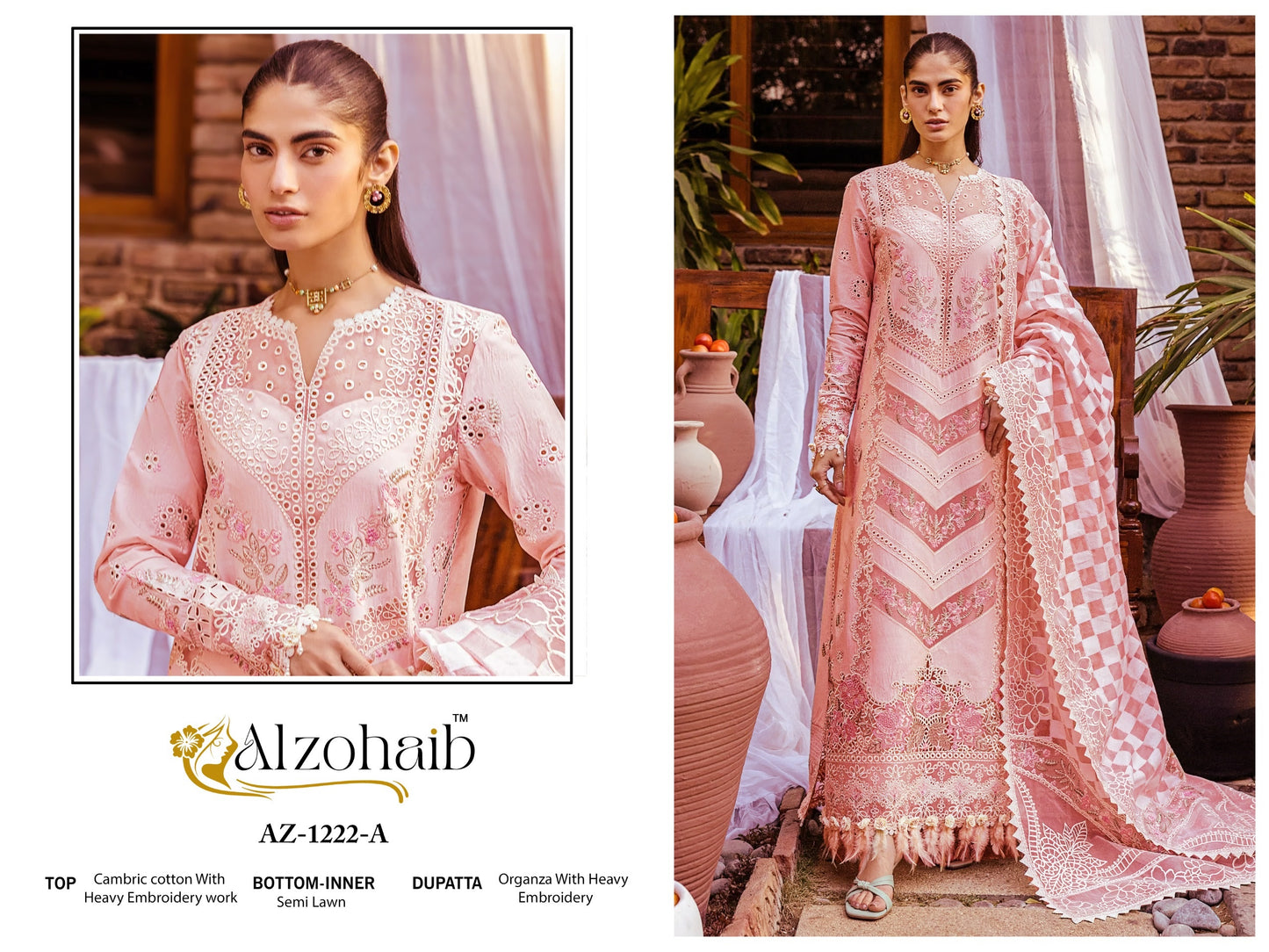 Az-1222-A Al Zohaib Embroidrey Pakistani Salwar Suits