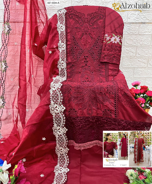 Az-1224-A Al Zohaib Embroidery Pakistani Salwar Suits