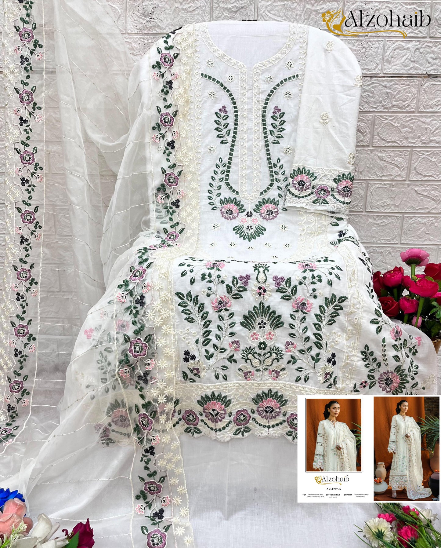Az-1227A Al Zohaib Cotton Pakistani Salwar Suits