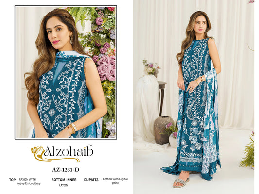 Az-1231-D Ruba Vol 1 Al Zohaib Rayon Pakistani Salwar Suits