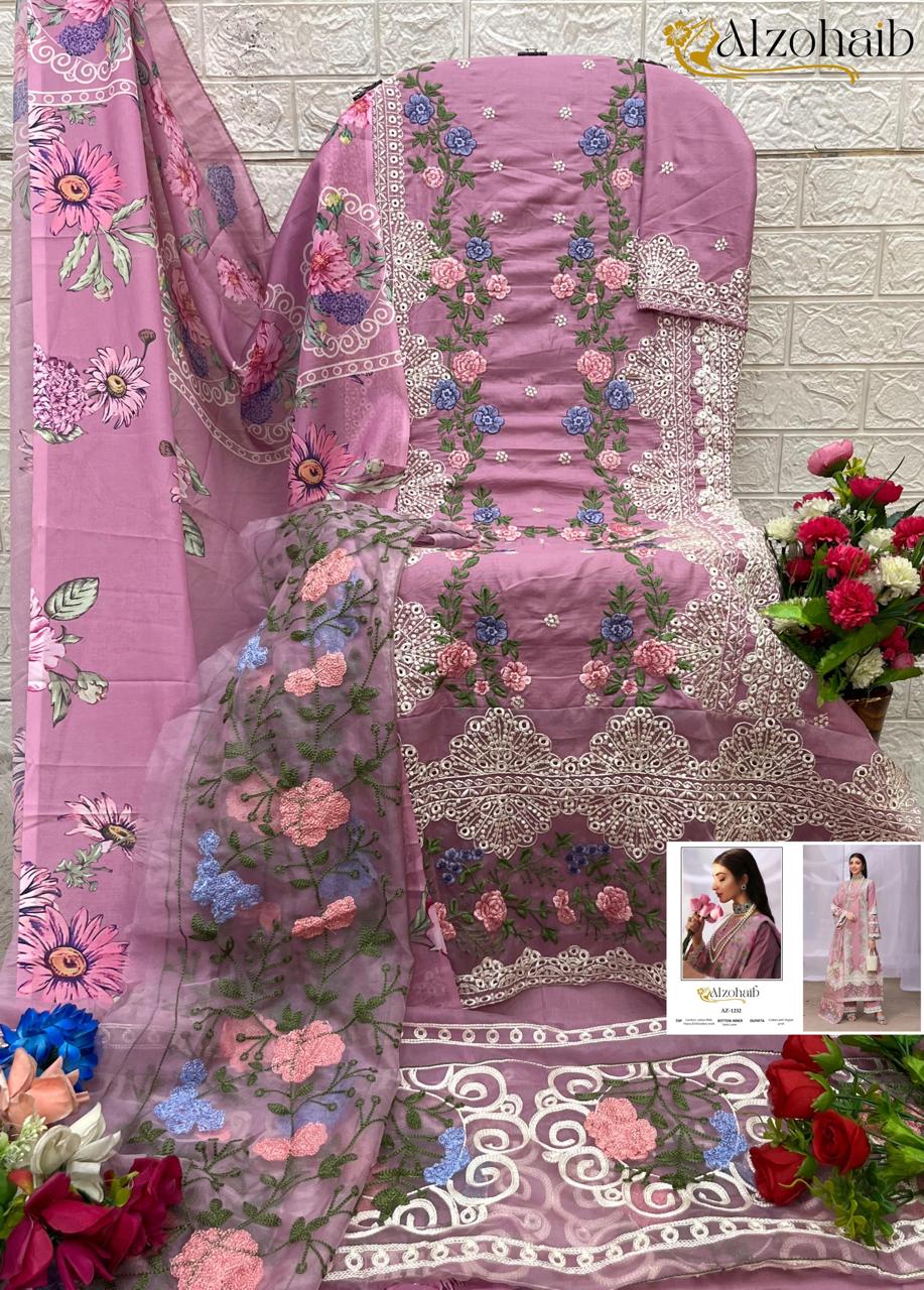 Az-1232 Al Zohaib Pure Cotton Pakistani Salwar Suits