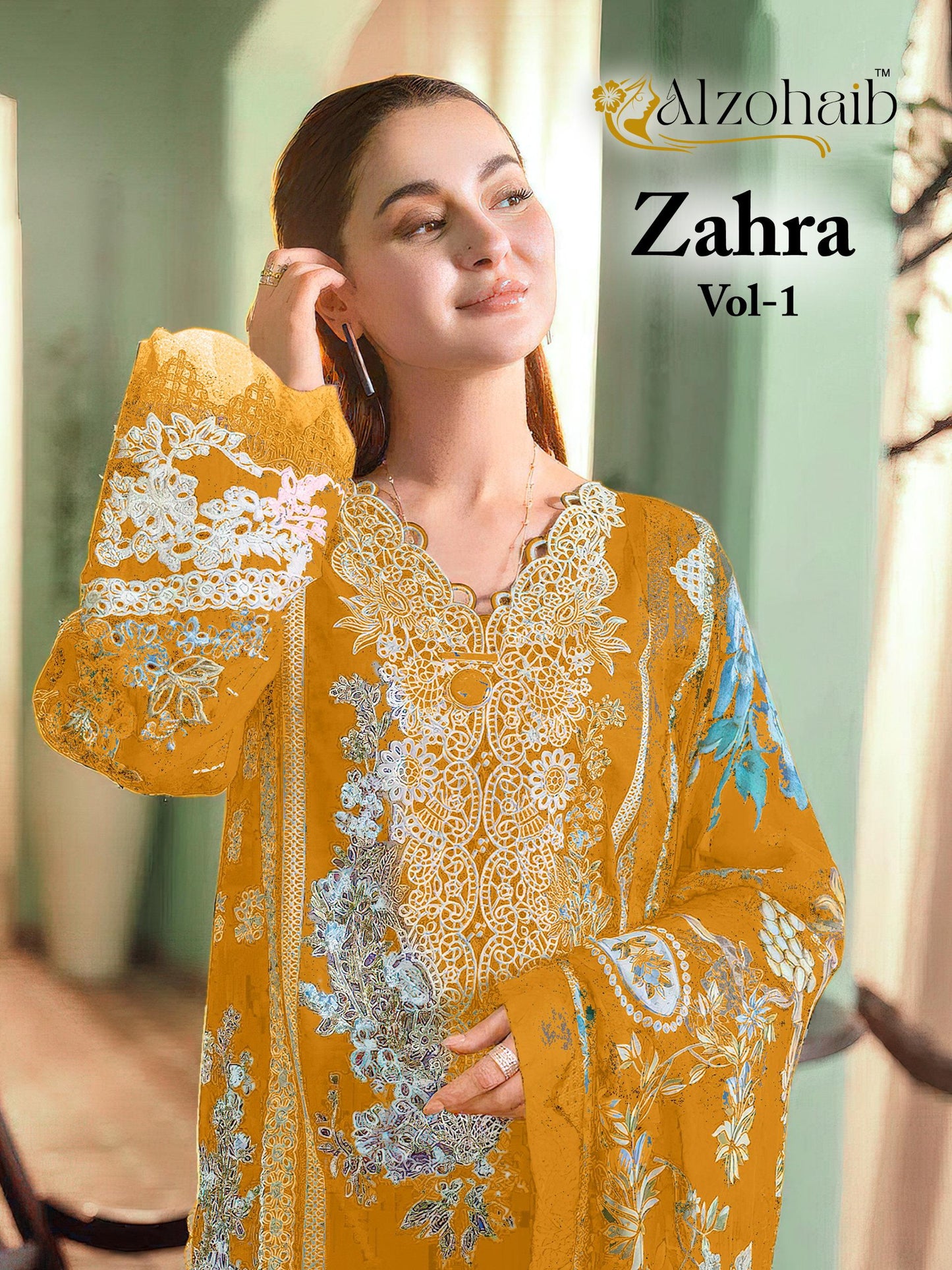 Az-1234-B Zahra Vol 1 Al Zohaib Cambric Cotton Pakistani Salwar Suits
