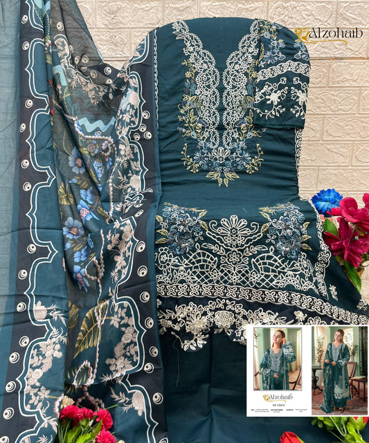 Az-1234-C Zahra Vol 1 Al Zohaib Cambric Cotton Pakistani Salwar Suits