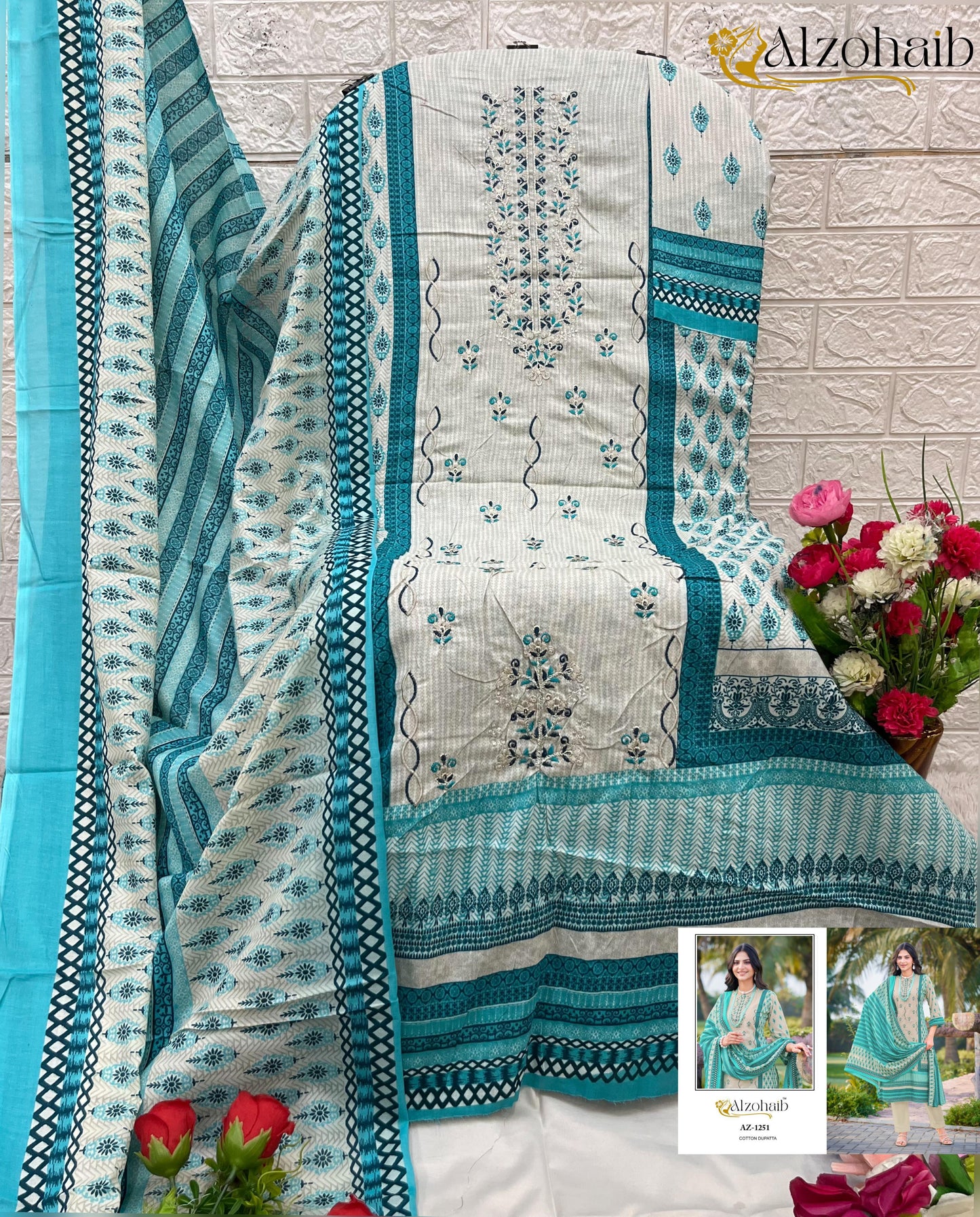 Az-1249 Al Zohaib Pure Cotton Pakistani Salwar Suits