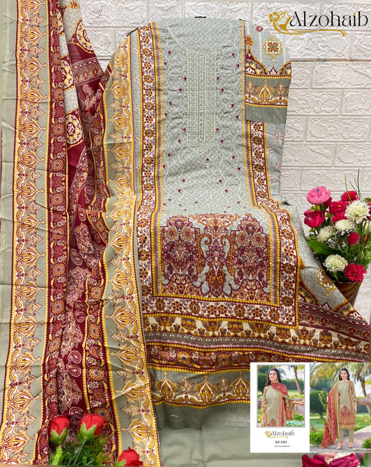 Az-1255 Saira Vol-1 Al Zohaib Printed Karachi Unstitched Suits